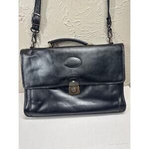 Vintage Bugatti‎ Expandable Black Briefcase Laptop Bag Leather